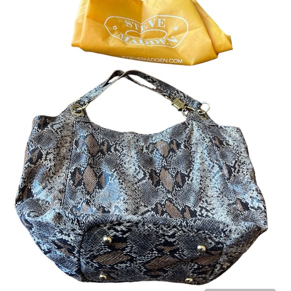 STEVEN by Steve Madden Vegan Python Snakeskin Large Hobo Bag! - Picture 12 of 12